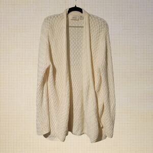 Lightweight Cotton Open-Front Cardigan Field Manor Large Woven Stretch Texture